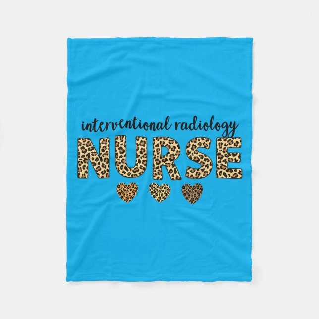 Interventional Radiology Nurse Leopard Hearts Team Fleece Blanket (Front)