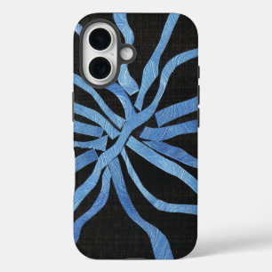 Interwoven Blue Strips Against Black iPhone 16 Case