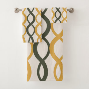 Interwoven Geometric Pattern-Modern Home Spa Décor Bath Towel Set