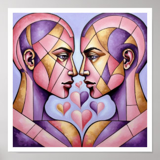 Interwoven Hearts Poster