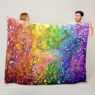 Interwoven Magic Rainbow Fleece Blanket