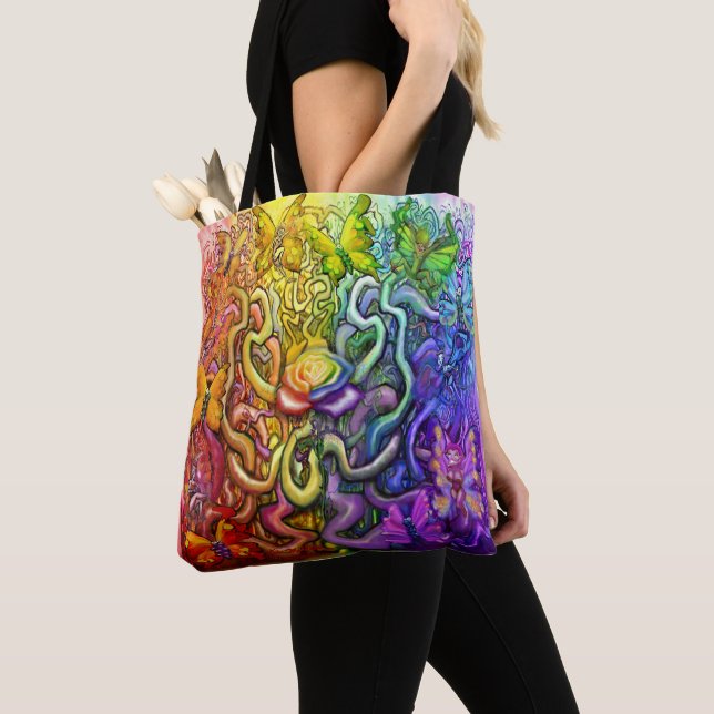 Interwoven Rainbow of Faeries Tote Bag (Close Up)
