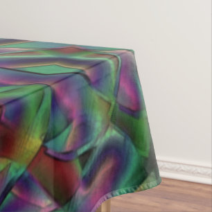 Interwoven tapes of darkened colorful tablecloth