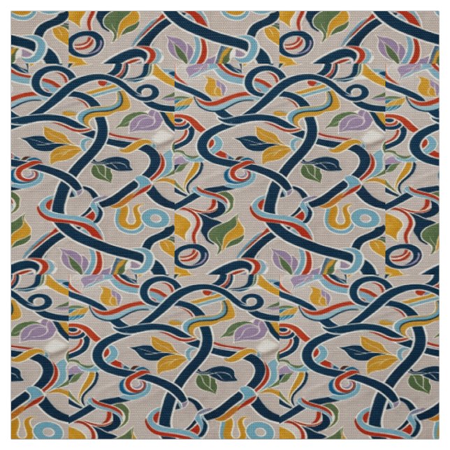 Interwoven Vines in Vibrant Harmony Fabric (Swatch)