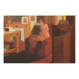 Intimacy Couple in an Interior with a Wood Wall Art