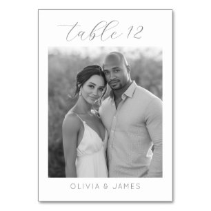 Intimate Black-and-White Photo Table Number