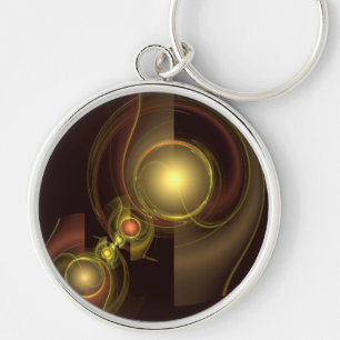 Intimate Connection Golden Energy Abstract Art Key Ring