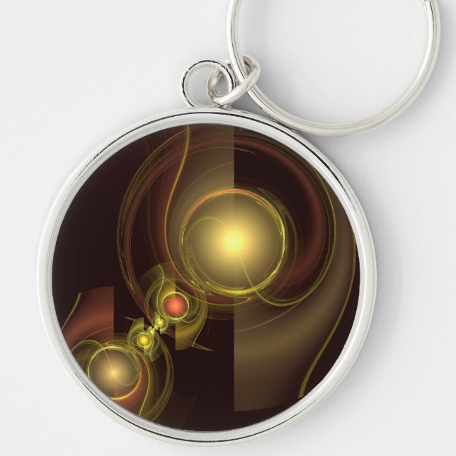 Intimate Connection Golden Energy Abstract Art Key Ring (Front)