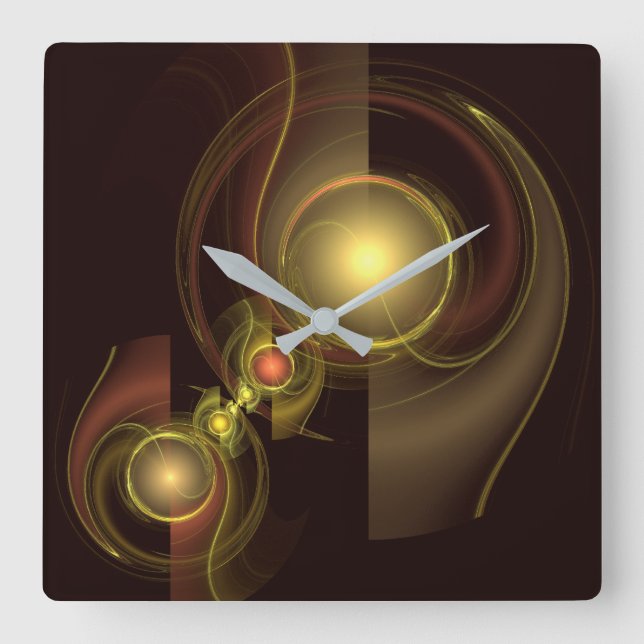 Intimate Connection Golden Energy Abstract Art Square Wall Clock (Front)