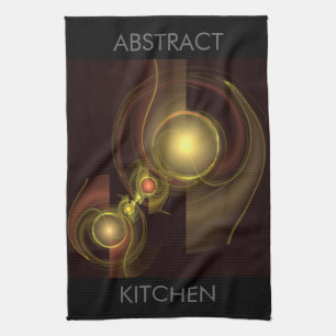 Intimate Connection Golden Energy Abstract Art Tea Towel