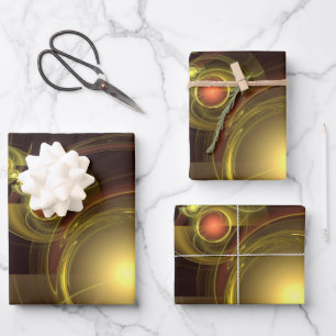 Intimate Connection Golden Energy Abstract Art Wrapping Paper Sheet