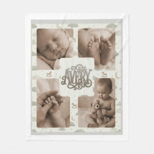 Intimate Family Moments Photo Collage Grid Fleece Blanket