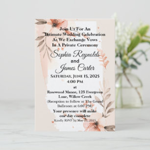 Intimate Micro   Elegant Elopement Wedding  Invitation