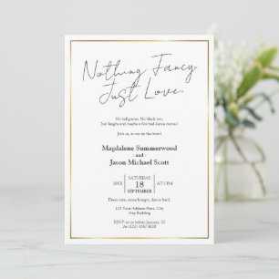 Intimate Minimalist Wedding Gold Frame Invitation