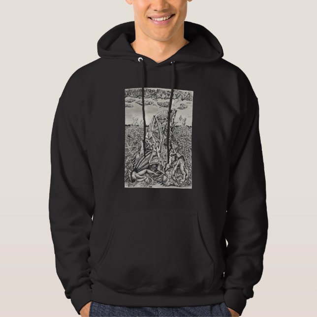 Intimidation, india ink drawing hoodie (Front)