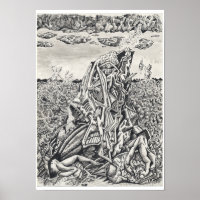 Intimidation, ink drawing by Brian Benson