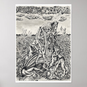 Intimidation, ink drawing by Brian Benson Poster