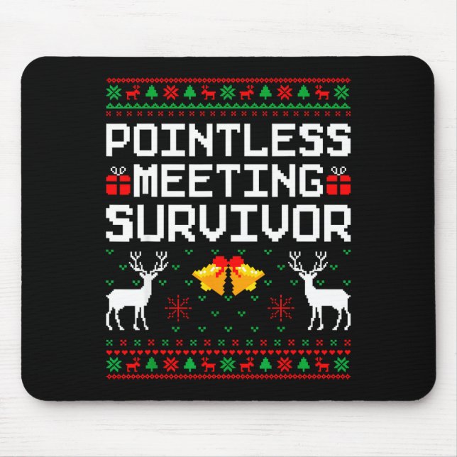 Intless Meeting Survivor Ugly Christmas Sweater Of Mouse Mat (Front)