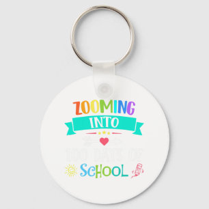 Into 100 Days Of School Teacher Kids Gift Key Ring