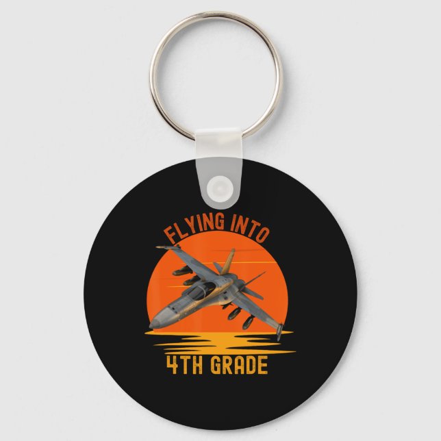 Into 4th Grade Boys Back To School Jet Graphic  Key Ring (Front)