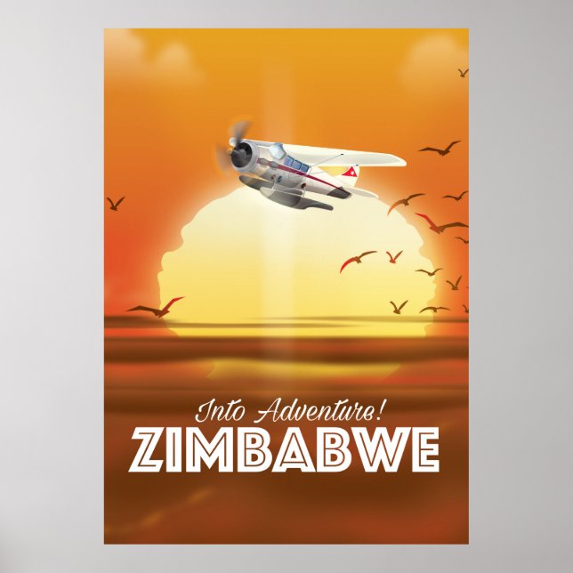 Into Adventure! Zimbabwe travel poster (Front)