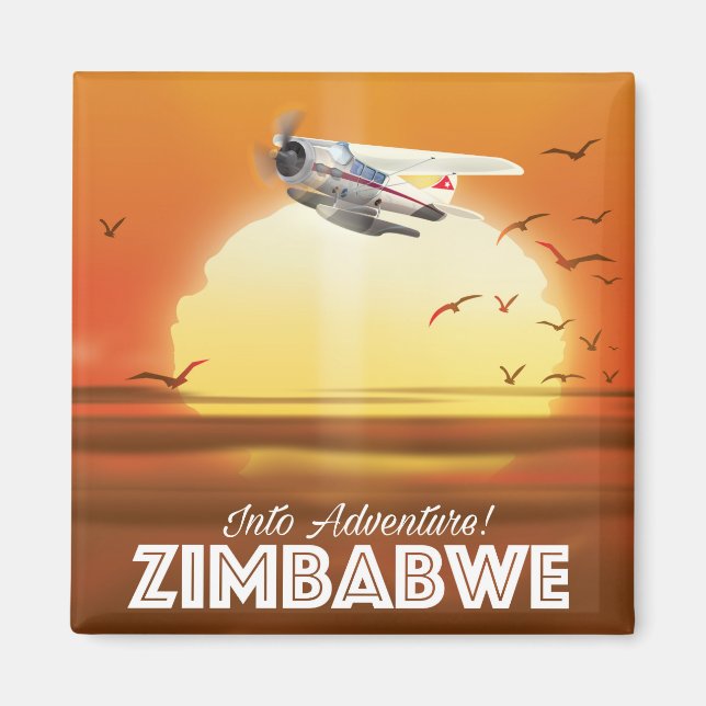 Into Adventure! Zimbabwe travel poster Magnet (Front)