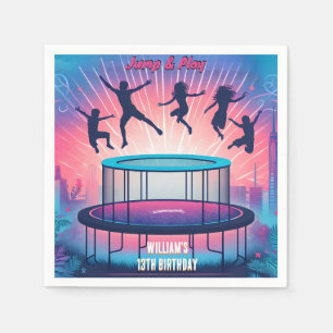 into boys kids cool trampoline Park 13th birthday Napkin