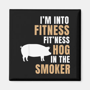 Into fitness hog bbq smoker roaster funny pig magnet