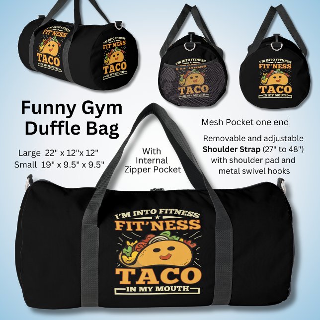 Into Fitness - Taco - Funny Sarcastic Gym Duffle Bag (Creator Uploaded)