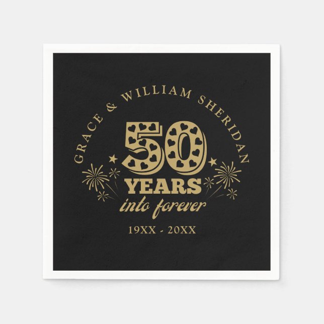 Into Forever 50th Anniversary Black And Gold Napkin (Front)