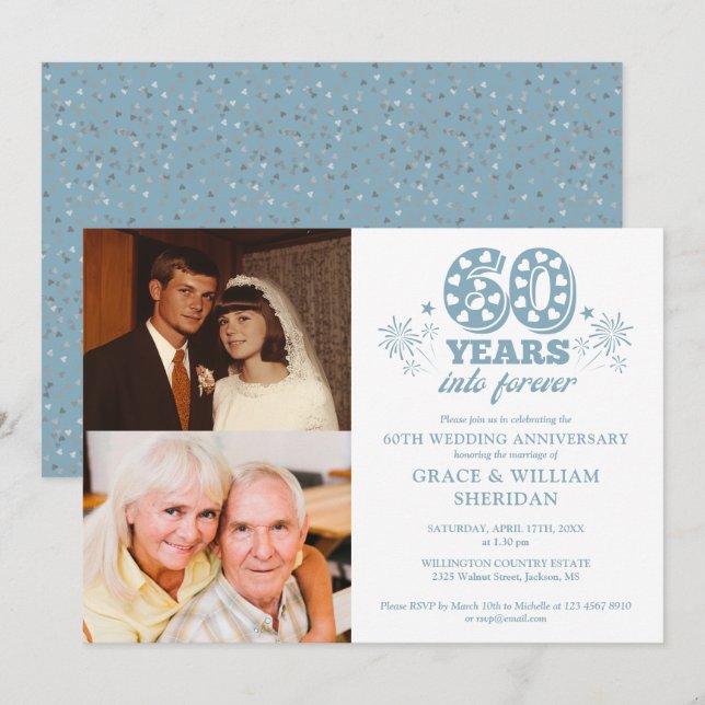 Into Forever 60th Wedding Anniversary 2 Photo Invitation (Front/Back)