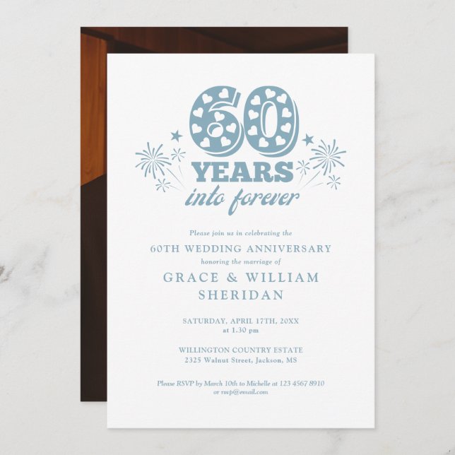 Into Forever 60th Wedding Anniversary Photo Invitation (Front/Back)