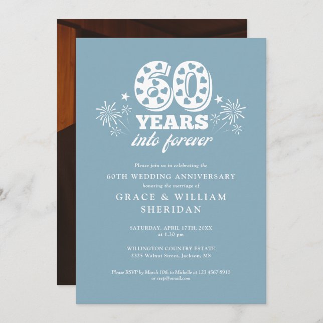 Into Forever 60th Wedding Anniversary Photo Invitation (Front/Back)