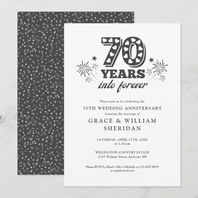 Into Forever 70th Wedding Anniversary Invitation (Front/Back)