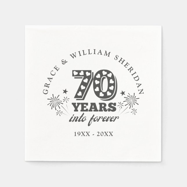 Into Forever 70th Wedding Anniversary Napkin (Front)