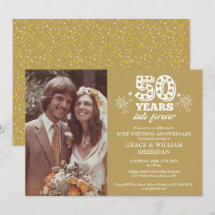 Into Forever Gold 50th Wedding Anniversary Photo Invitation