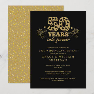 Into Forever Gold Black 50th Wedding Anniversary Invitation