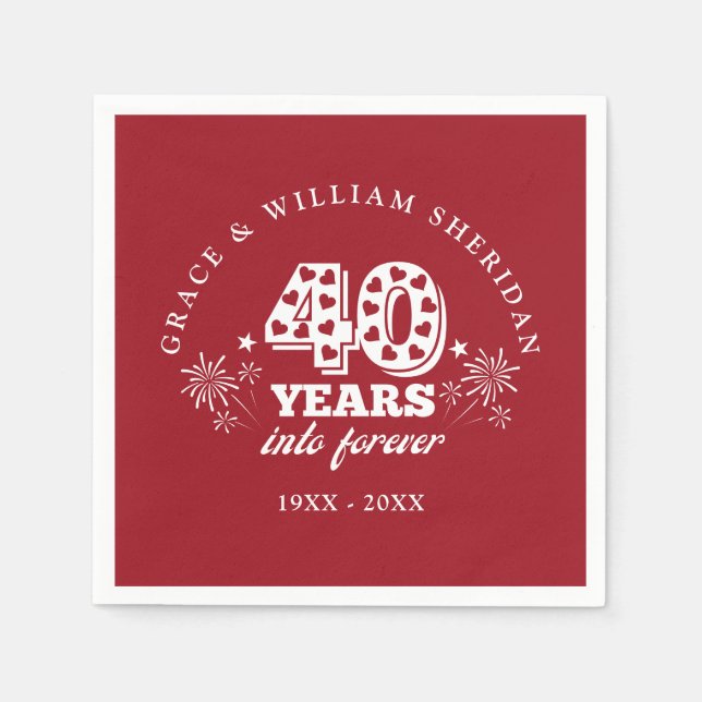 Into Forever Ruby 40th Wedding Anniversary Napkin (Front)