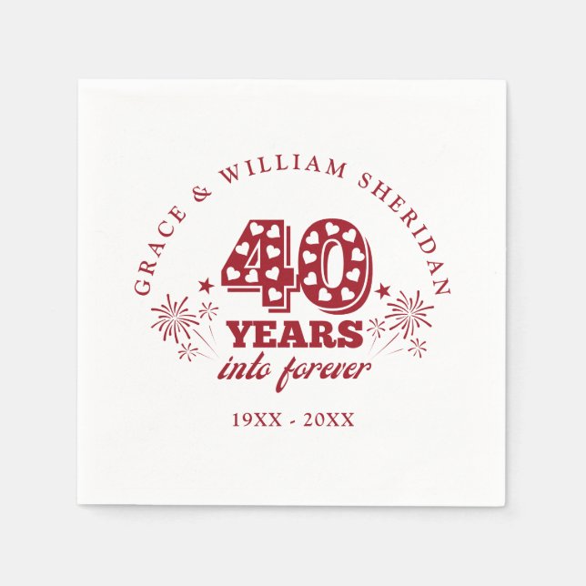 Into Forever Ruby 40th Wedding Anniversary Napkin (Front)