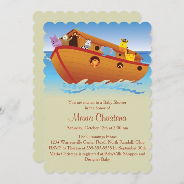 Into The Ark Baby Shower Invitation (Front/Back)