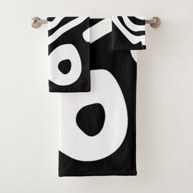 Into the Deep: Abstract Black & White Bath Towel Set (Insitu)