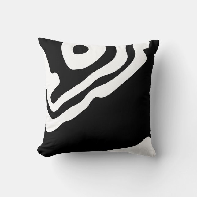 Into the Deep: Abstract Black & White Cushion (Front)