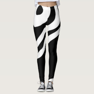 Into the Deep: Abstract Black & White Leggings