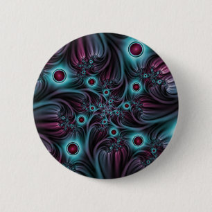 Into the Depth Blue Pink Abstract Fractal Art 6 Cm Round Badge