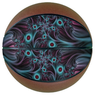 Into the Depth Blue Pink Abstract Fractal Art Basketball