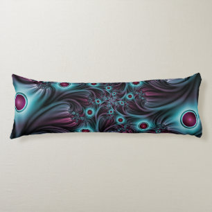 Into the Depth Blue Pink Abstract Fractal Art Body Cushion