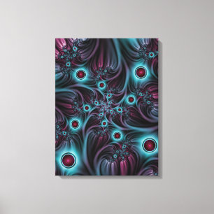 Into the Depth Blue Pink Abstract Fractal Art Canvas Print