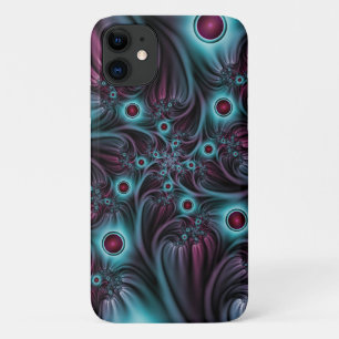 Into the Depth Blue Pink Abstract Fractal Art iPhone 11 Case