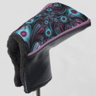 Into the Depth Blue Pink Abstract Fractal Art Golf Head Cover