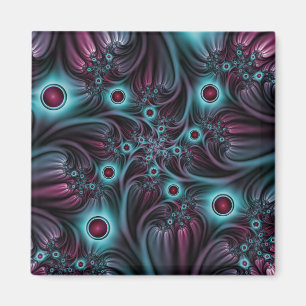 Into the Depth Blue Pink Abstract Fractal Art Magnet